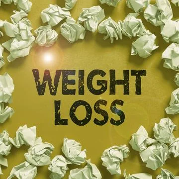 Text caption presenting Weight Loss. Conceptual photo Decrease in Body Fluid Stock Photos