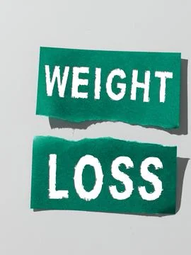Text caption presenting Weight Loss. Word for Decrease in Body Fluid Muscle Mass Stock Photos