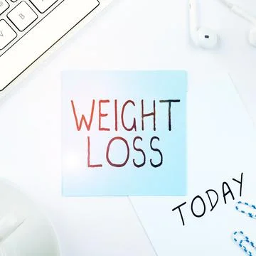 Text caption presenting Weight Loss. Business approach Decrease in Body Fluid Stockfoto's