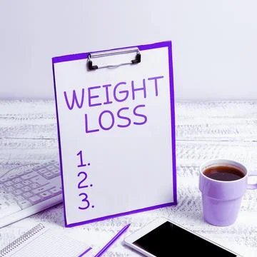 Text caption presenting Weight Loss. Business overview Decrease in Body Fluid 库存照片