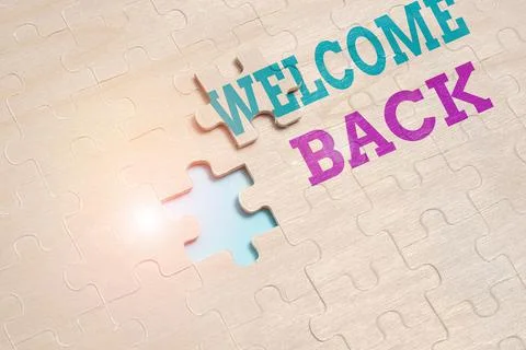 Text caption presenting Welcome Back. Word Written on Warm Greetings Arrived Stock Photos