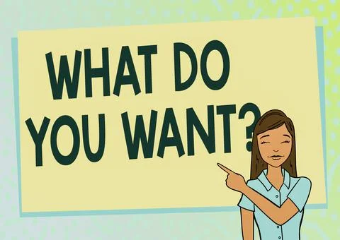 Text caption presenting What Do You Want Question. Business overview say or Illustrazione stock