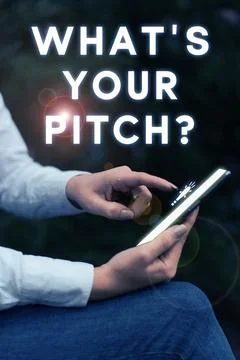 Text caption presenting What's Your Pitch. Business concept make a determined Stock Photos