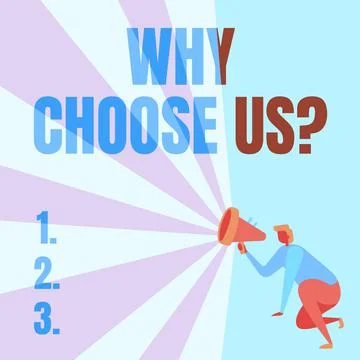 Text caption presenting Why Choose Us Question. Conceptual photo Reasons for Ilustração Stock