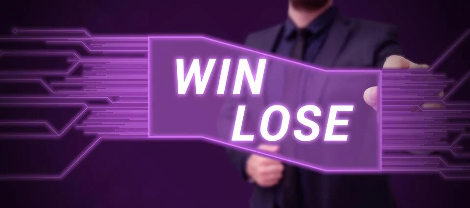 Text caption presenting Win Lose. Word Written on Compare possibilities what if Stock Photos