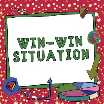 Text caption presenting Win Win Situation. Business showcase situation where all 스톡 일러스트