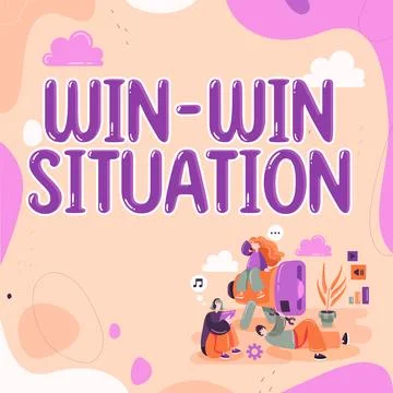 Text caption presenting Win Win Situation. Business idea situation where all the 스톡 일러스트