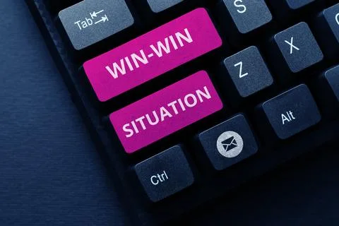 Text caption presenting Win Win Situation. Conceptual photo situation where all Stockillustratie