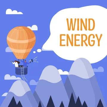 Text caption presenting Wind Energy. Concept meaning the process by which wind 库存插图