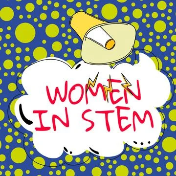 Text caption presenting Women In Stem. Business overview Science Technology イラスト素材
