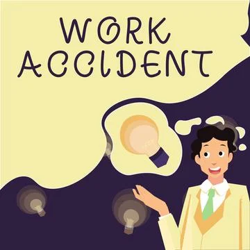 Text caption presenting Work Accident. Conceptual photo Mistake Injury happened Stock Illustration
