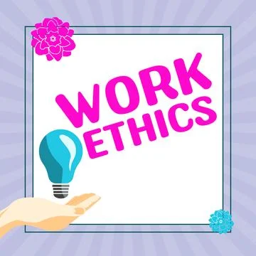 Text caption presenting Work Ethics. Business approach A set of values centered Illustrazione stock