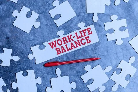 Text caption presenting Work Life Balance. Word for time allocated for work and Foto stock