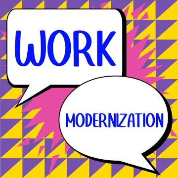 Text caption presenting Work Modernization. Business showcase changing product Illustrazione stock