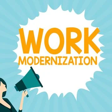 Text caption presenting Work Modernization. Business idea changing product Illustrazione stock