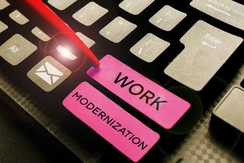 Text caption presenting Work Modernization. Business overview changing product Stock Photos