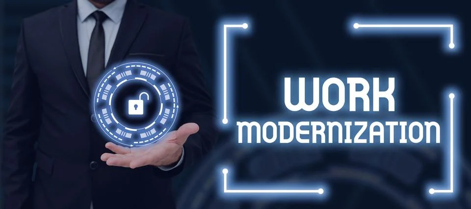 Text caption presenting Work Modernization. Internet Concept changing product Foto stock