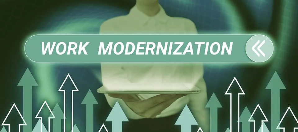 Text caption presenting Work Modernization. Internet Concept changing product Foto stock