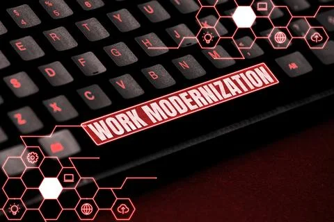 Text caption presenting Work Modernization. Conceptual photo changing product Stock Photos