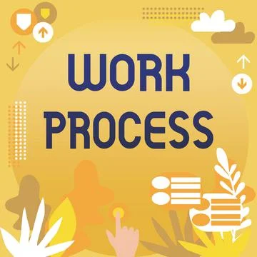 Text caption presenting Work Process. Word Written on Standard procedures how to 스톡 일러스트