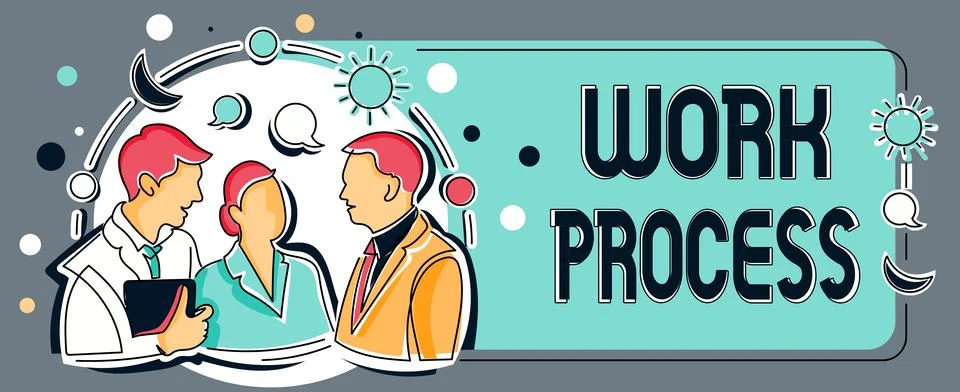 Text caption presenting Work Process. Business concept Standard procedures how Stock Illustration