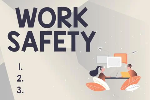 Text caption presenting Work Safety. Business approach policies and procedures Stock Illustration