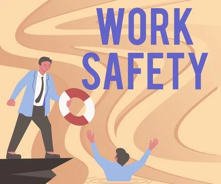 Text caption presenting Work Safety. Word Written on Policies and control in Stock Illustration