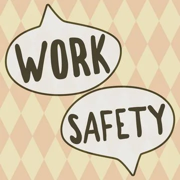 Text caption presenting Work Safety. Business overview preventive measures Stock Illustration