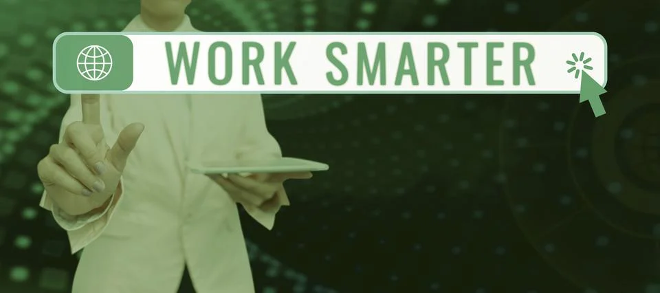 Text caption presenting Work Smarter. Word Written on Efficiency Be clever in Stock Photos