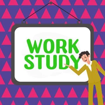 Text caption presenting Work Study. Business overview college program that 스톡 일러스트