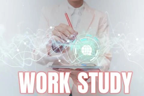 Text caption presenting Work Study. Conceptual photo college program that 스톡 사진