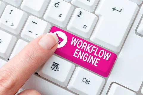 Text caption presenting Workflow Engine. Business concept software application 写真素材