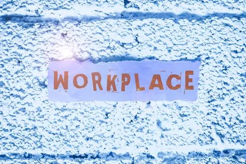 Text caption presenting Workplace. Word Written on Area where you can find busy Fotos de archivo