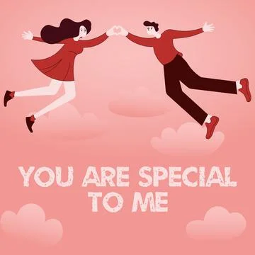 Text caption presenting YOU ARE SPECIAL TO ME. Internet Concept Admiring lover Stock Illustration