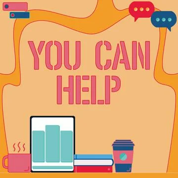 Text caption presenting You Can Help. Word Written on You Can Help Office Desk Stock Illustration
