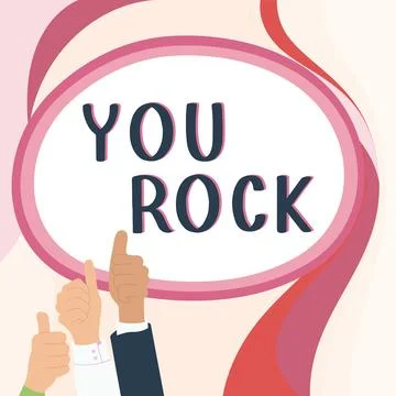 Text caption presenting You Rock. Business concept slang phrase of praise or Illustrazione stock