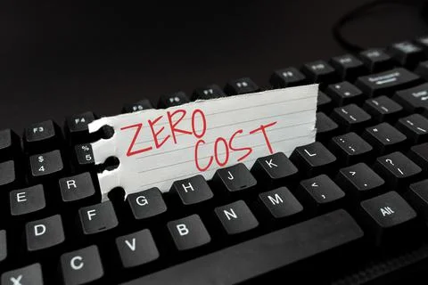 Text caption presenting Zero Cost. Business idea business decision that does not Stock Photos