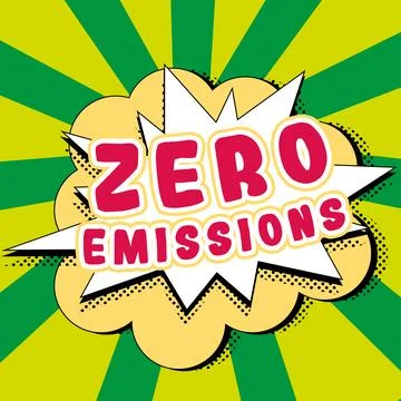 Text caption presenting Zero Emissions. Business showcase emits no waste Stock Illustration