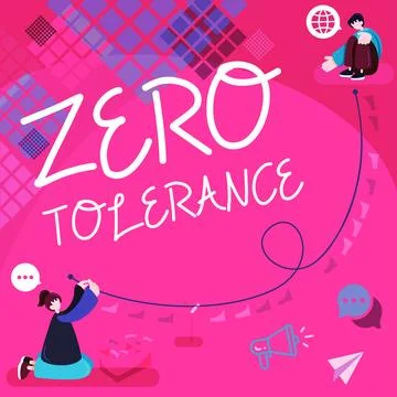 Text caption presenting Zero Tolerance. Business concept refusal to accept Stock Illustration