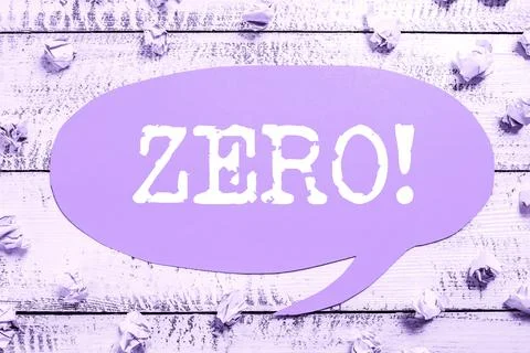 Text caption presenting Zero. Word for no quantity or number nought Nothing None Stock Photos