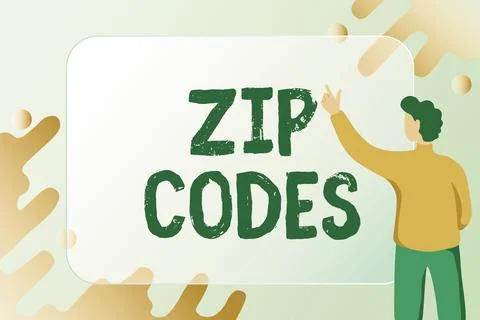 Text caption presenting Zip Codes. Business idea numbers added to a postal Stock Illustration