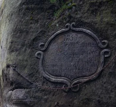 Text carved in stone Stock Photos