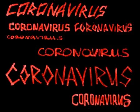 Text caution coronavirus on a black background. coronavirus epidemic. Stock Illustration