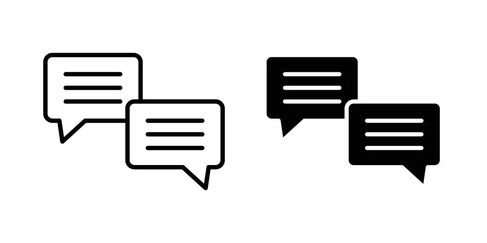 Text chat icon linear versions pack on white background Stock Illustration