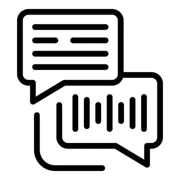 Text chat icon outline vector. Transcription voice Illustrazione stock
