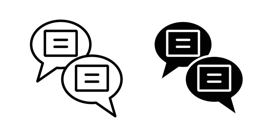 Text chat icon set modern line and solid style collection. 스톡 일러스트