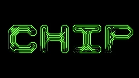 Text chip in the form of printed circuit board tracks Stock Footage 104326343