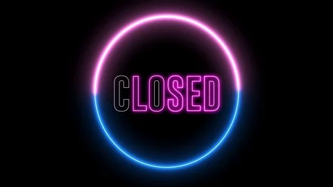 Text of "CLOSED" with neon light loop animation. Abstract creative object.  Stock Footage 113740134