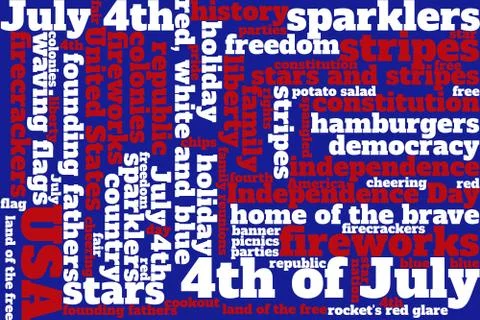 Text collage about Independence day, United States Stock Illustration