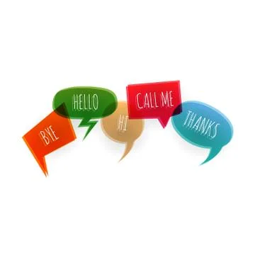 Text collection speech bubble icons glitch style Stock Illustration